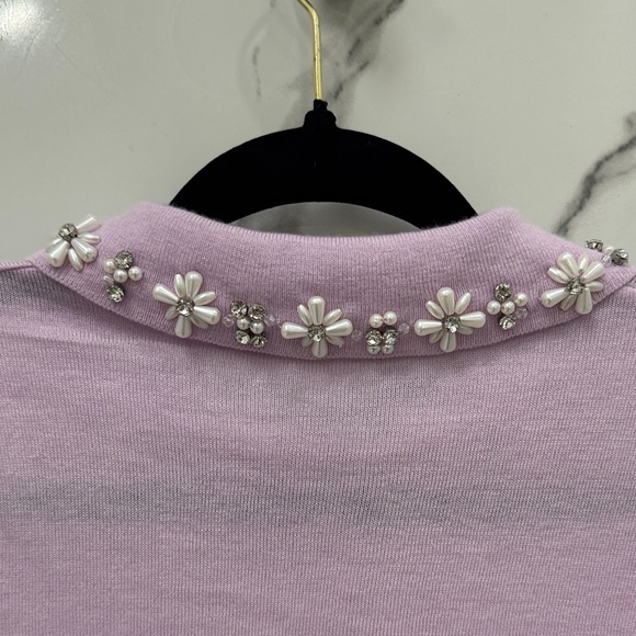 Zara Light Purple Sweater with Pearl Diamond Flower Collar - Picture 7 of 8